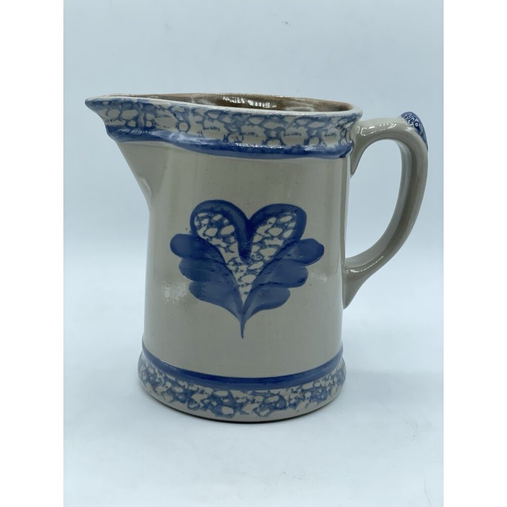 BBP Beaumont Brothers Pottery Pitcher Blue Sponge Ware Heart Farm 1996